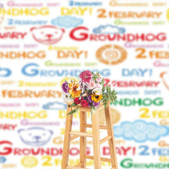 Aperturee - Aperturee Colorful 2 February Happy Groundhog Day Backdrop