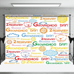 Aperturee - Aperturee Colorful 2 February Happy Groundhog Day Backdrop