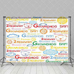 Aperturee - Aperturee Colorful 2 February Happy Groundhog Day Backdrop