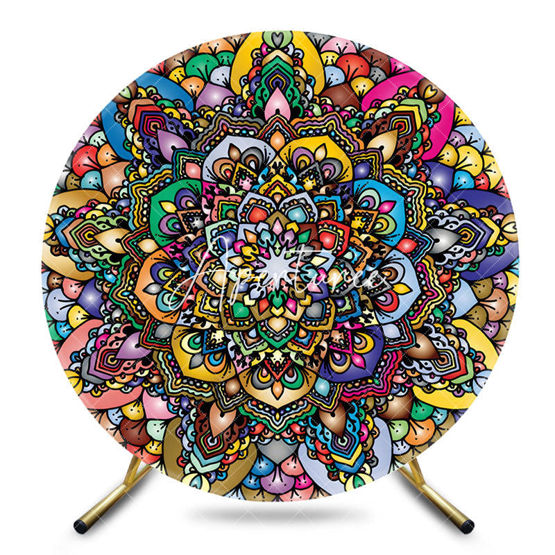 Aperturee - Aperturee Colorful Abstract Mandala Round Ethiopian Backdrop