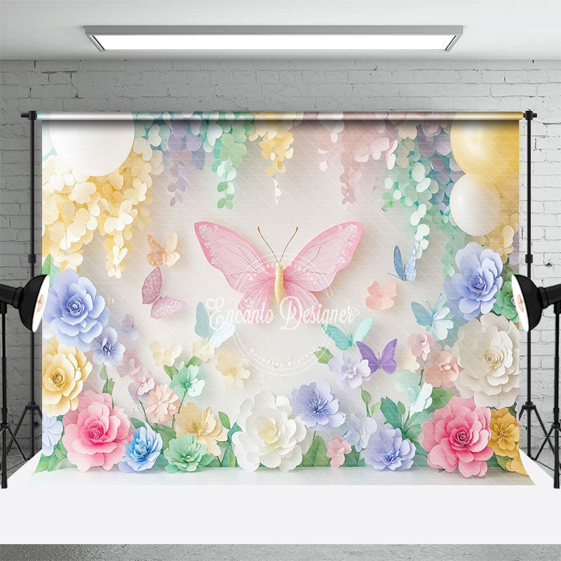 Aperturee - Aperturee Colorful Aesthetic Floral Butterfly Fine Art Backdrop