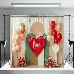 Aperturee - Aperturee Colorful Arch Balloon Valentines Day Room Set Backdrop