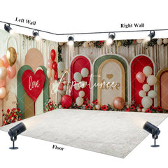 Aperturee - Aperturee Colorful Arch Balloon Valentines Day Room Set Backdrop