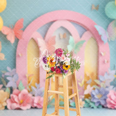 Aperturee - Aperturee Colorful Arch Floral Balloons Fine Art Photo Backdrop