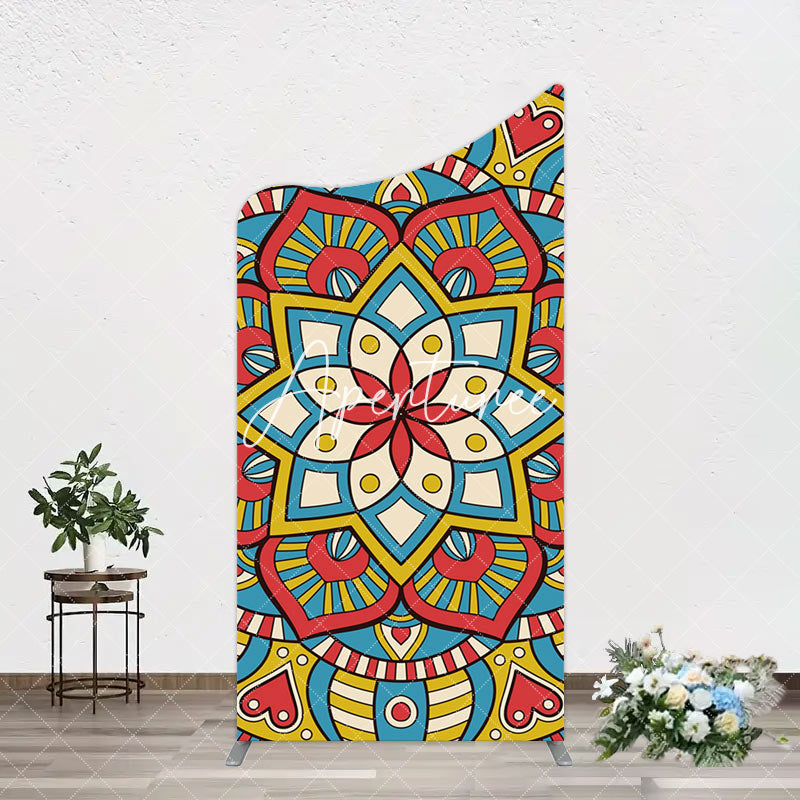 Aperturee - Aperturee Colorful Artistic Floral Mandala Lohri Arch Backdrop