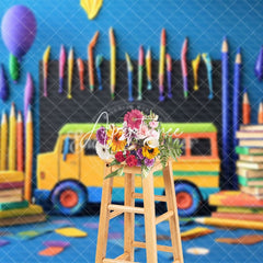 Aperturee - Aperturee Colorful Back To School Chalkboard Photography Backdrop