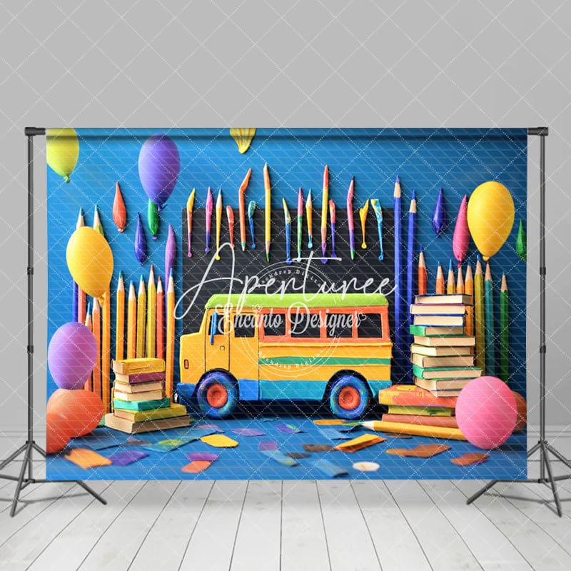 Aperturee - Aperturee Colorful Back To School Chalkboard Photography Backdrop