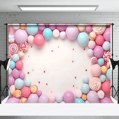 Aperturee - Aperturee Colorful Balloon Candyland Cake Smash Photo Backdrop