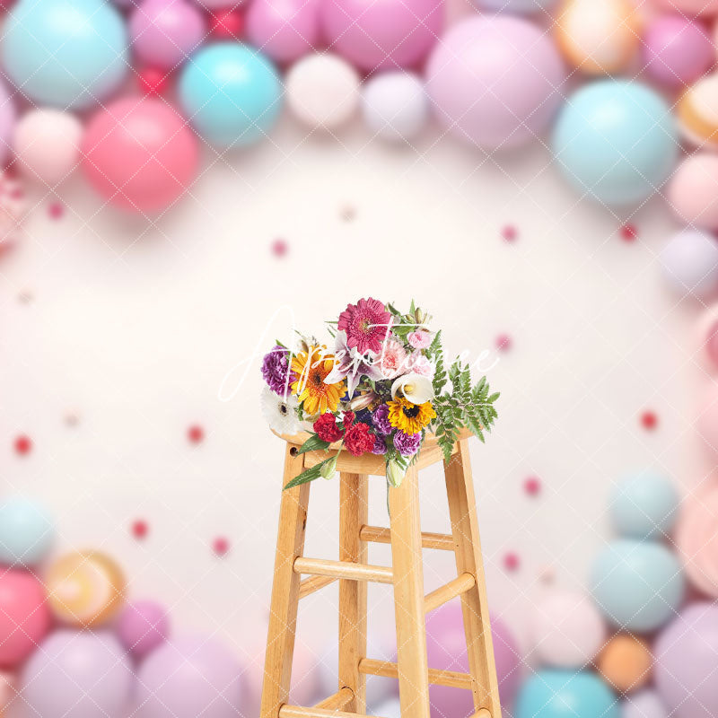 Aperturee - Aperturee Colorful Balloon Candyland Cake Smash Photo Backdrop