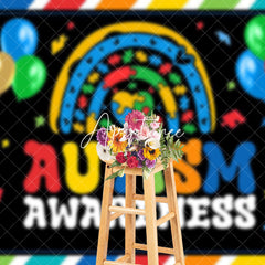 Aperturee - Aperturee Colorful Balloon Puzzle Autism Awareness Backdrop