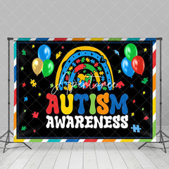 Aperturee - Aperturee Colorful Balloon Puzzle Autism Awareness Backdrop