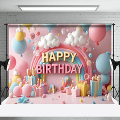 Aperturee - Aperturee Colorful Balloons Cloud Gifts Cake Smash Backdrop