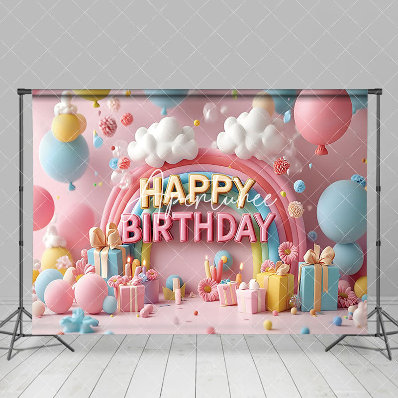 Aperturee - Aperturee Colorful Balloons Cloud Gifts Cake Smash Backdrop