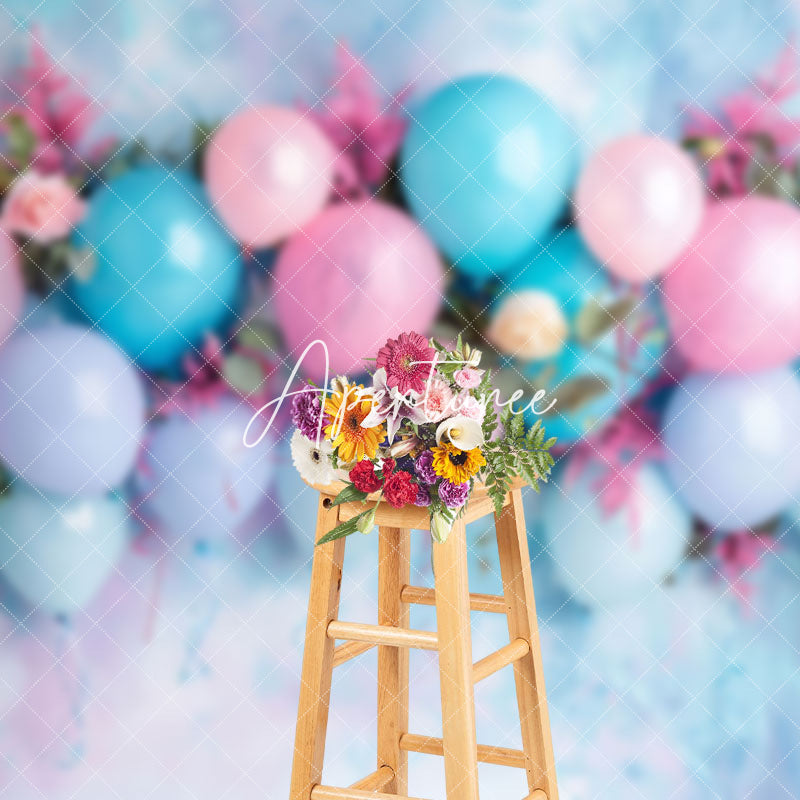 Aperturee - Aperturee Colorful Balloons Fine Art Wall Cake Smash Backdrop