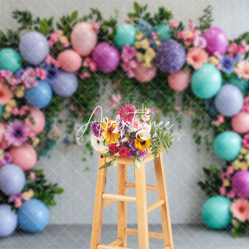 Aperturee - Aperturee Colorful Balloons Floral Plant Wedding Backdrop