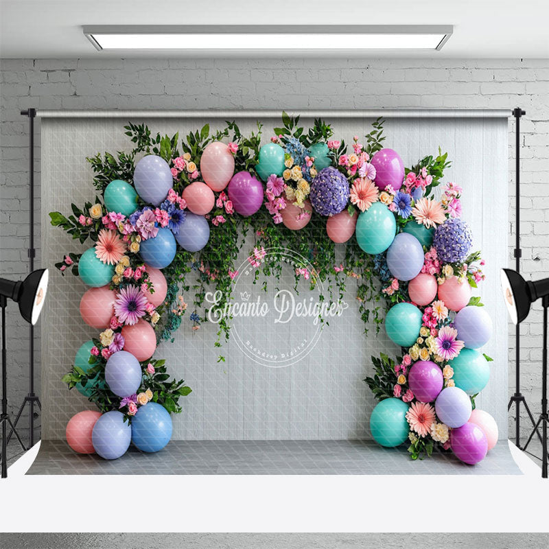 Aperturee - Aperturee Colorful Balloons Floral Plant Wedding Backdrop