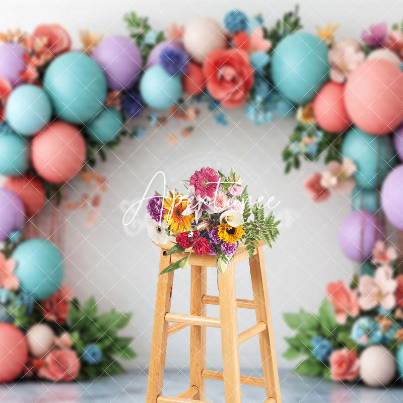 Aperturee - Aperturee Colorful Balloons Flower Plant Leaf Wedding Backdrop