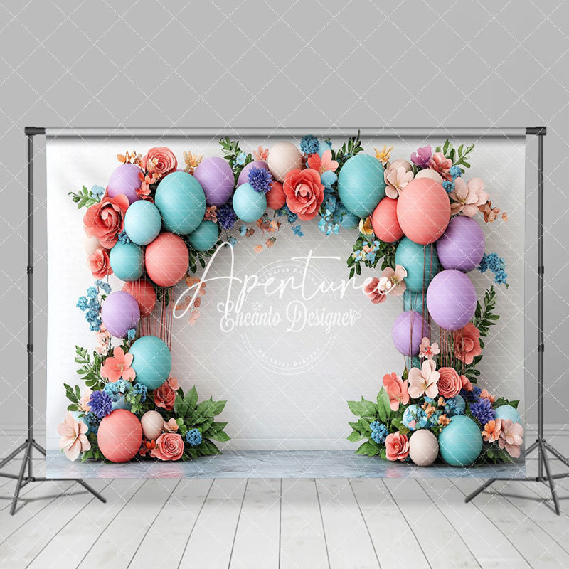 Aperturee - Aperturee Colorful Balloons Flower Plant Leaf Wedding Backdrop