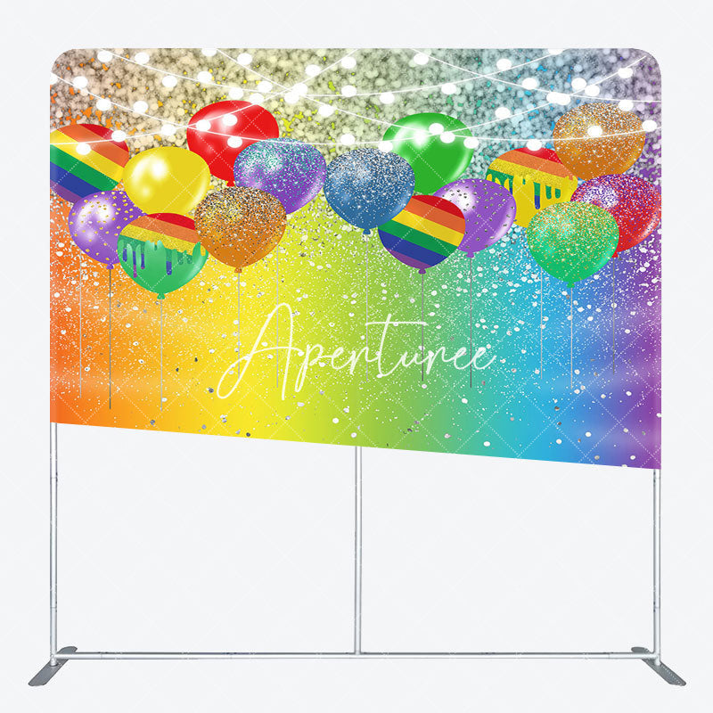 Aperturee - Aperturee Colorful Balloons Glitter Lighted Square Backdrop