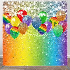 Aperturee - Aperturee Colorful Balloons Glitter Lighted Square Backdrop