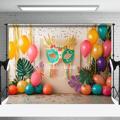 Aperturee - Aperturee Colorful Balloons Tribal Mask Cake Smash Backdrop