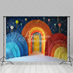 Aperturee - Aperturee Colorful Boho Rainbow Arch Cake Smash Photo Backdrop