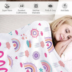 Aperturee - Aperturee Colorful Boho Rainbow Weather Custom Name Blanket