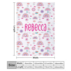 Aperturee - Aperturee Colorful Boho Rainbow Weather Custom Name Blanket