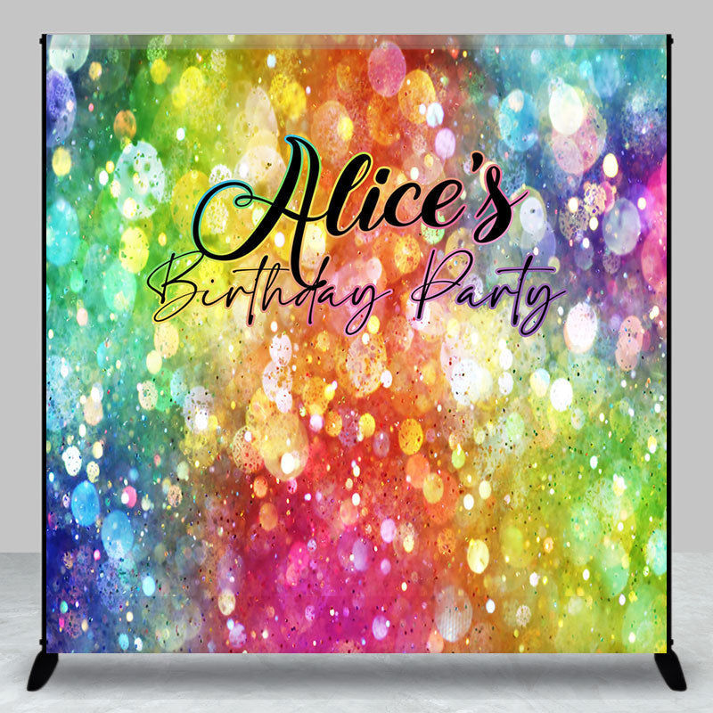 Aperturee - Aperturee Colorful Bokeh Custom Name Birthday Party Backdrop