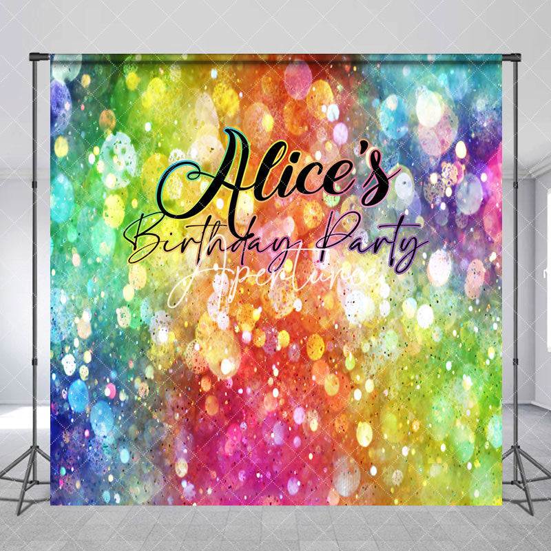 Aperturee - Aperturee Colorful Bokeh Custom Name Birthday Party Backdrop