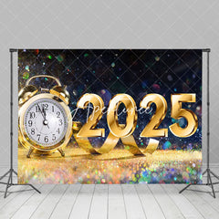 Aperturee - Aperturee Colorful Bokeh Gold Clock 2025 New Year Backdrop