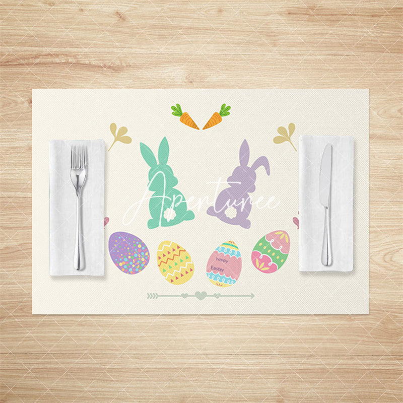 Aperturee - Aperturee Colorful Bunny Eggs Happy Easter Set Of 4 Placemats