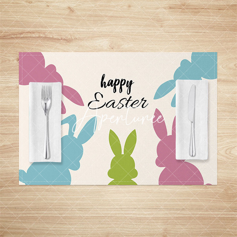 Aperturee - Aperturee Colorful Bunny Silhouette Easter Set Of 4 Placemats