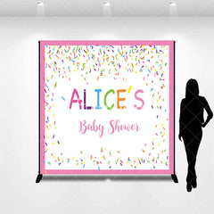 Aperturee - Aperturee Colorful Candy Pink Custom Name Baby Shower Backdrop