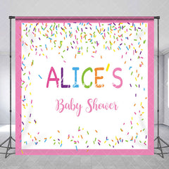 Aperturee - Aperturee Colorful Candy Pink Custom Name Baby Shower Backdrop