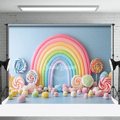 Aperturee - Aperturee Colorful Candy Rainbow Fairy Cake Smash Backdrop