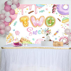 Aperturee - Aperturee Colorful Candyland Cream Two Sweet Birthday Backdrop