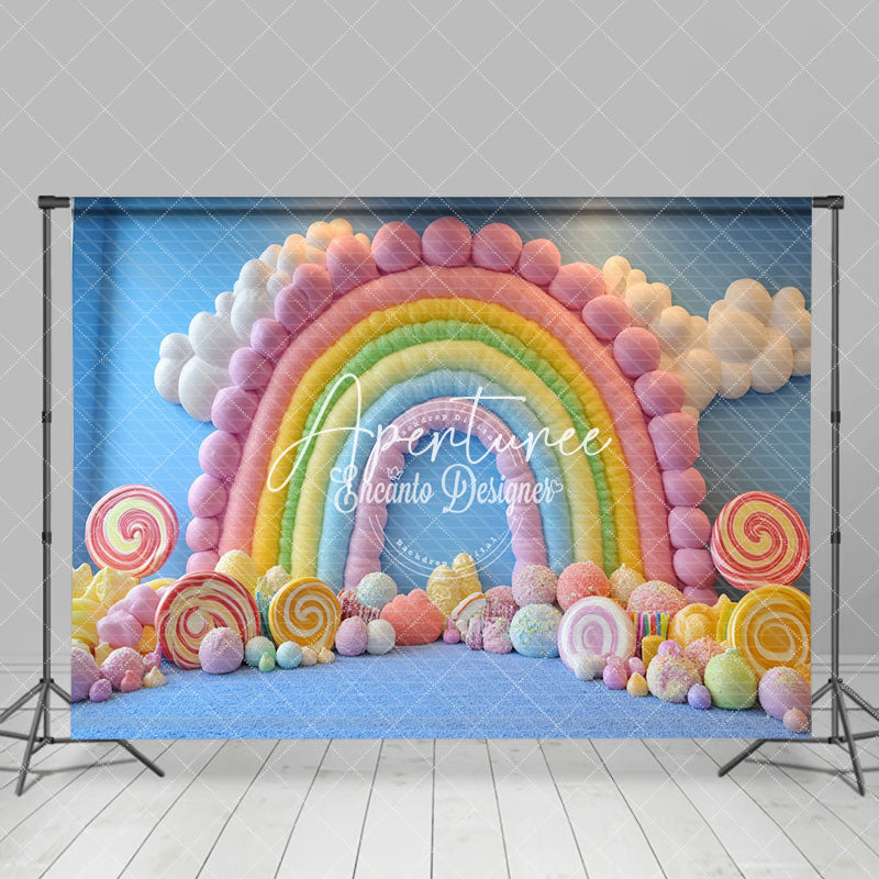 Aperturee - Aperturee Colorful Candyland Fairy Rainbow Cake Smash Backdrop