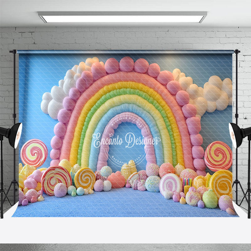 Aperturee - Aperturee Colorful Candyland Fairy Rainbow Cake Smash Backdrop