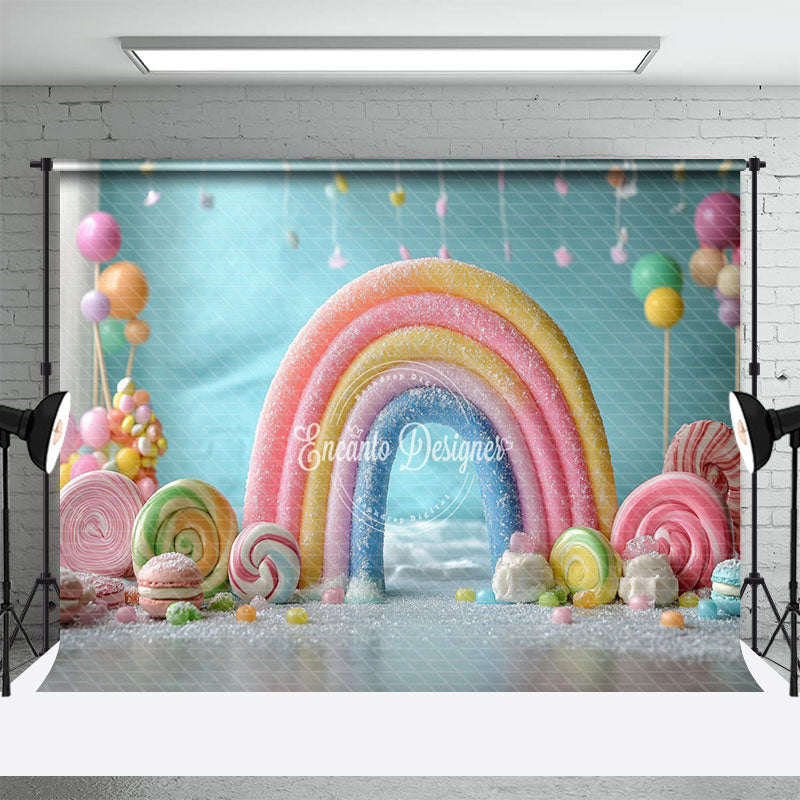 Aperturee - Aperturee Colorful Candyland Rainbow Fairy Cake Smash Backdrop