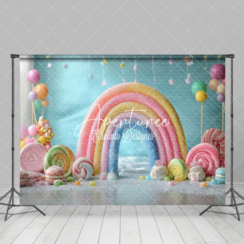 Aperturee - Aperturee Colorful Candyland Rainbow Fairy Cake Smash Backdrop