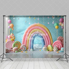 Aperturee - Aperturee Colorful Candyland Rainbow Fairy Cake Smash Backdrop