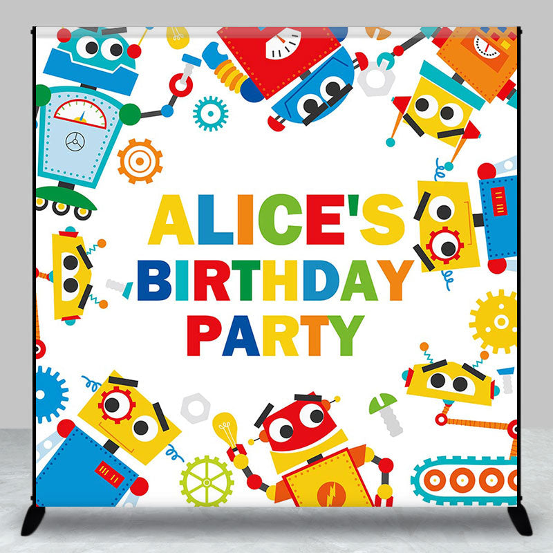 Aperturee - Aperturee Colorful Construction Robot Custom Birthday Backdrop