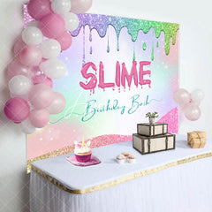 Aperturee - Aperturee Colorful Cream Glitter Slime Birthday Bash Backdrop