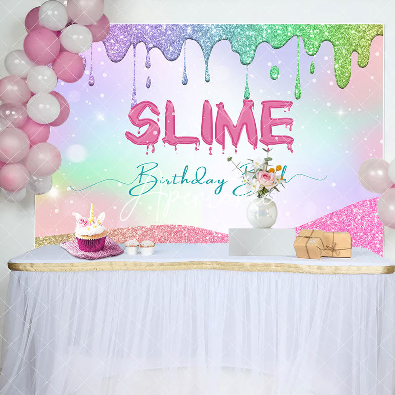 Aperturee - Aperturee Colorful Cream Glitter Slime Birthday Bash Backdrop