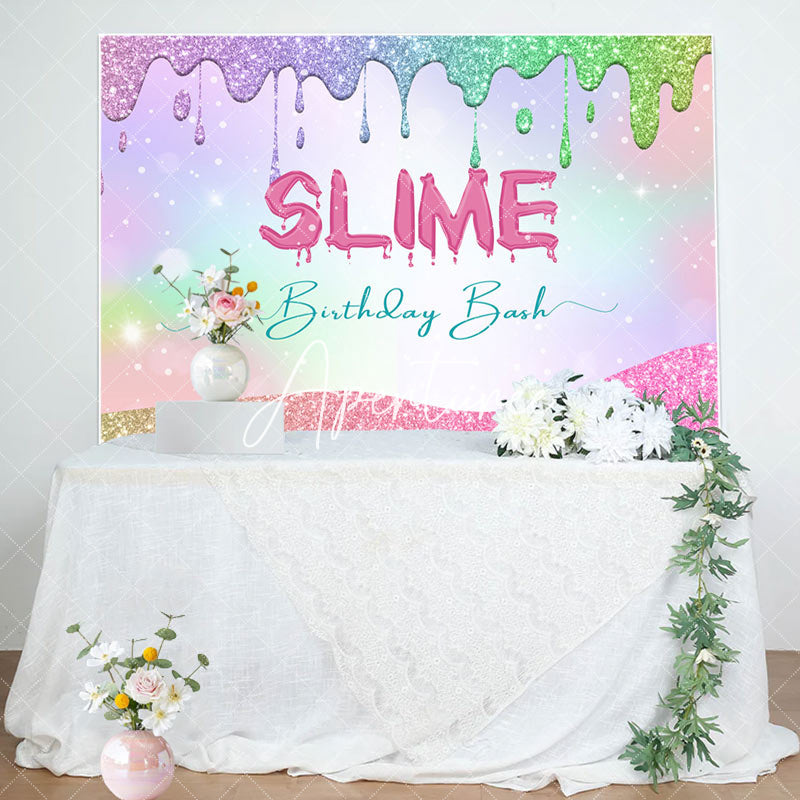 Aperturee - Aperturee Colorful Cream Glitter Slime Birthday Bash Backdrop