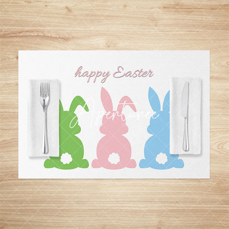 Aperturee - Aperturee Colorful Cute Bunny Happy Easter Set Of 4 Placemats