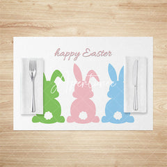 Aperturee - Aperturee Colorful Cute Bunny Happy Easter Set Of 4 Placemats