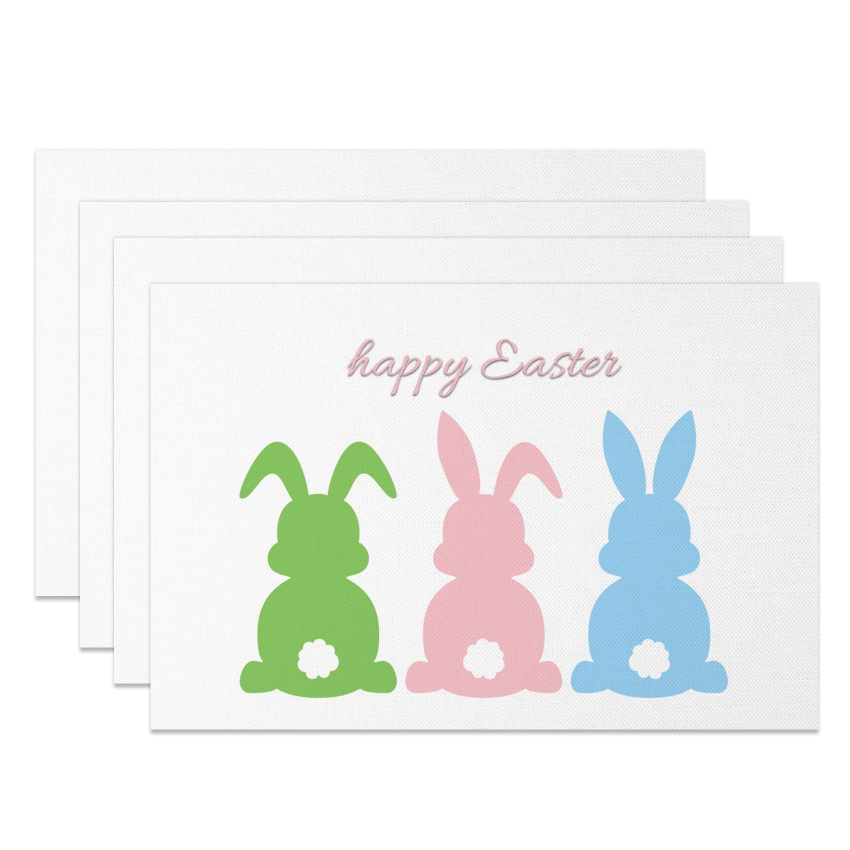 Aperturee - Aperturee Colorful Cute Bunny Happy Easter Set Of 4 Placemats