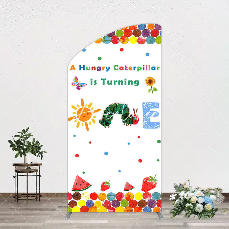 Aperturee - Aperturee Colorful Cute Caterpillar One Birthday Arch Backdrop